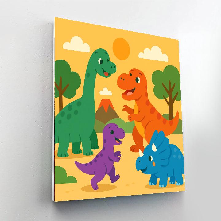 Fantastic Dinosaur Friends Paint By Numbers Art