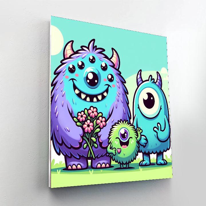 Colorful Monster Friends Paint By Numbers Art