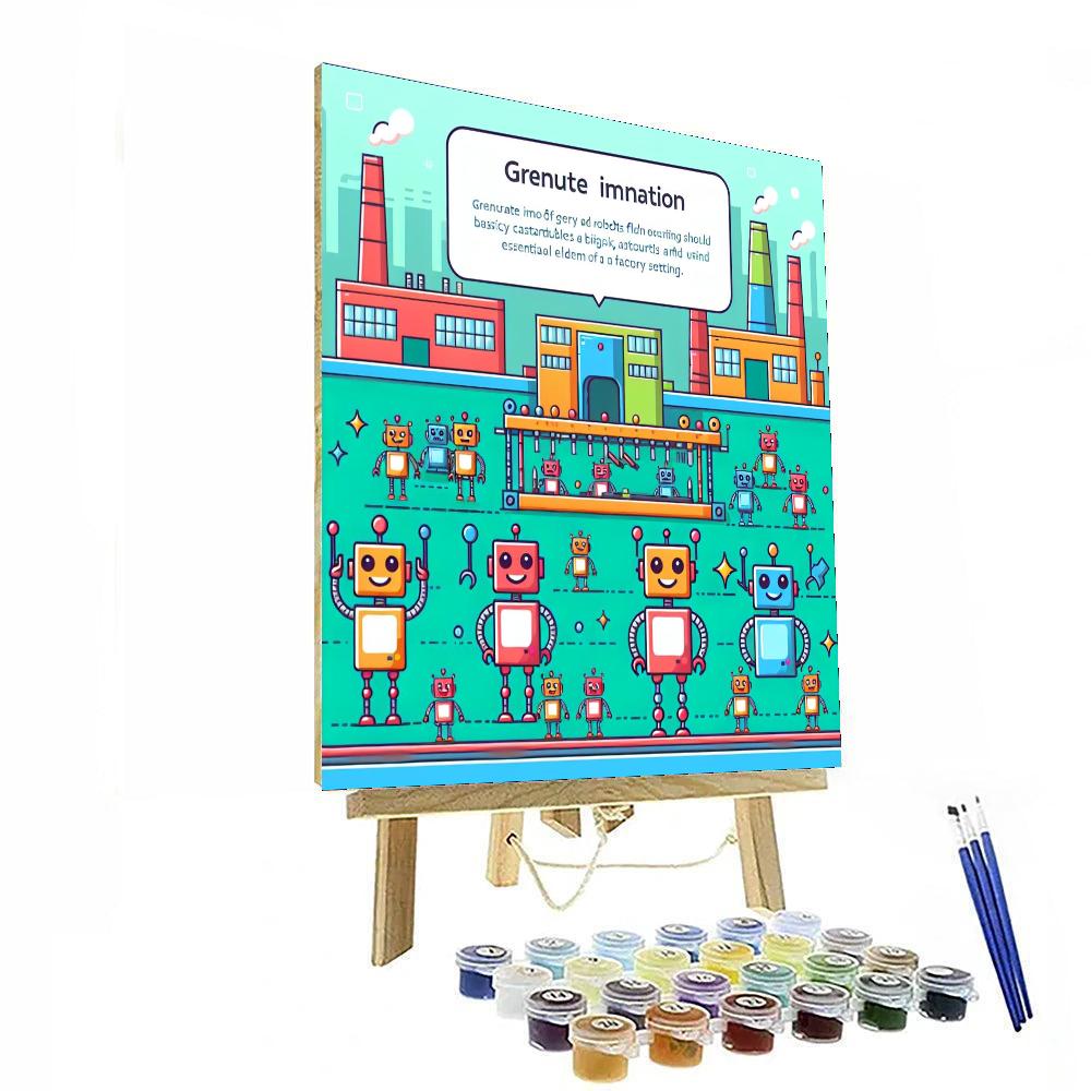 Funky Robot Assembly Line DIY Paint By Numbers