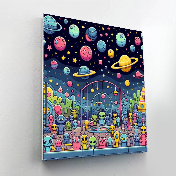 Galactic Alien Playground Paint By Numbers Art