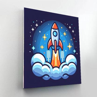 Rocket Ship Blast Off Painting By Numbers Kit