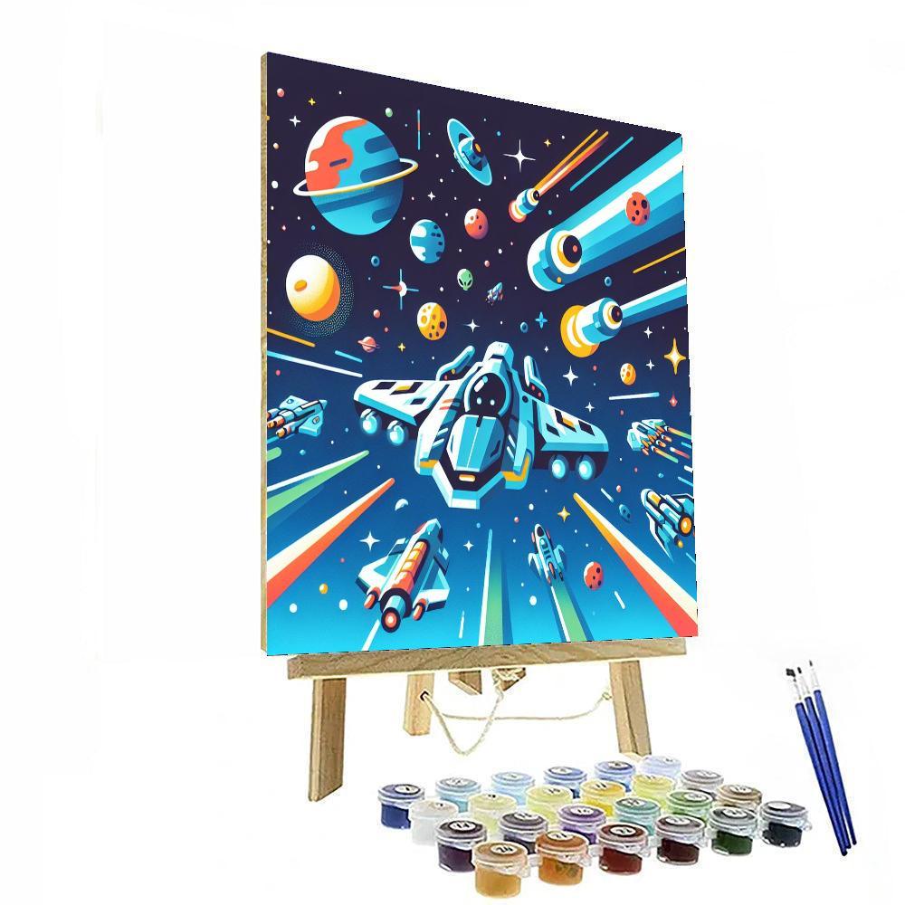 Space Invaders Showdown Painting Number Kit