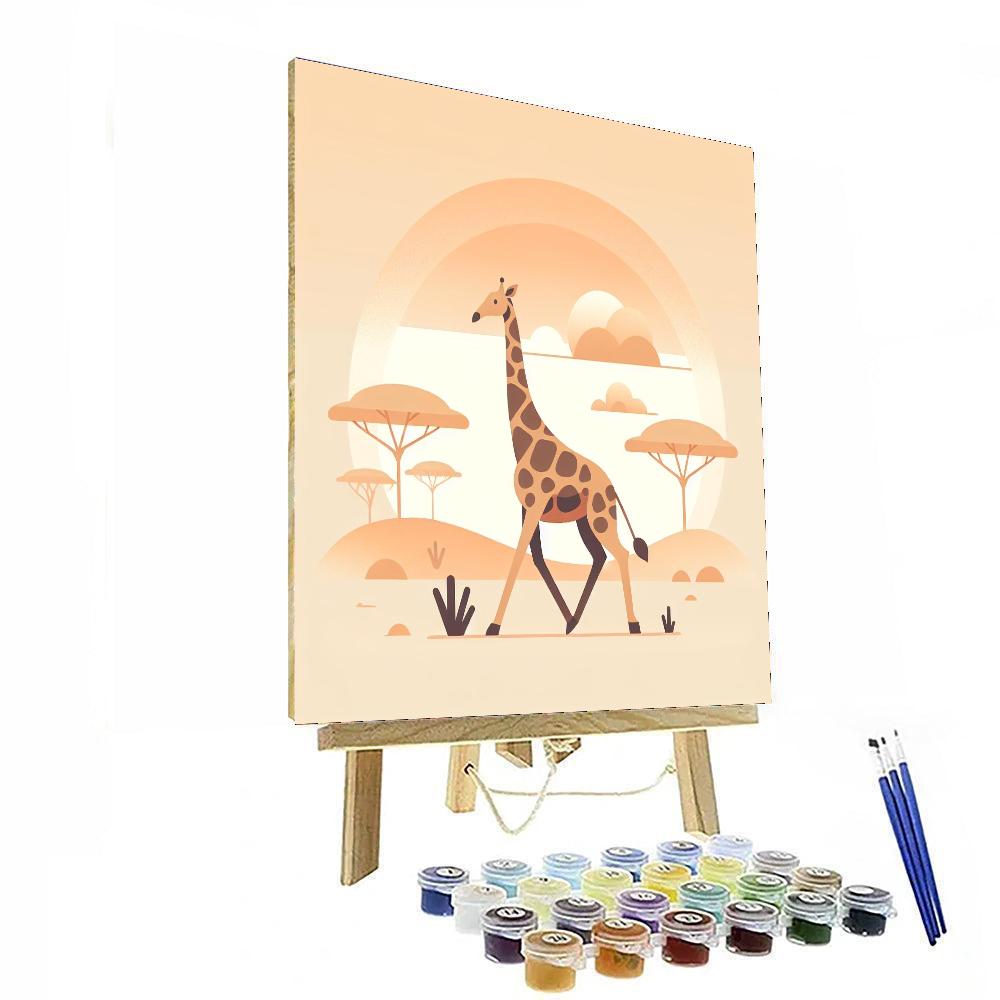 Giraffe's Gentle Journey Paint By Numbers Art