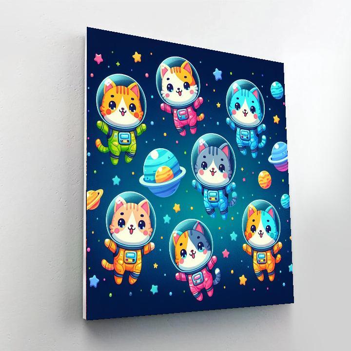 Cosmic Kittens In Space Paint By Color