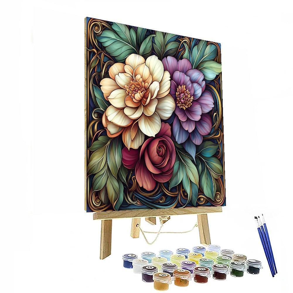 Alphonse Mucha Inspired Dreams In Bloom  Numbered Painting Kits