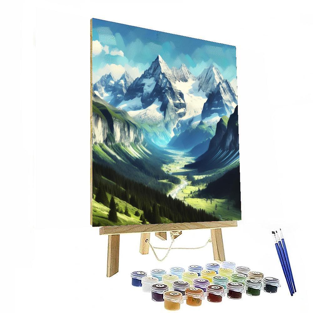 Peaceful Alpine Vista Number Painting