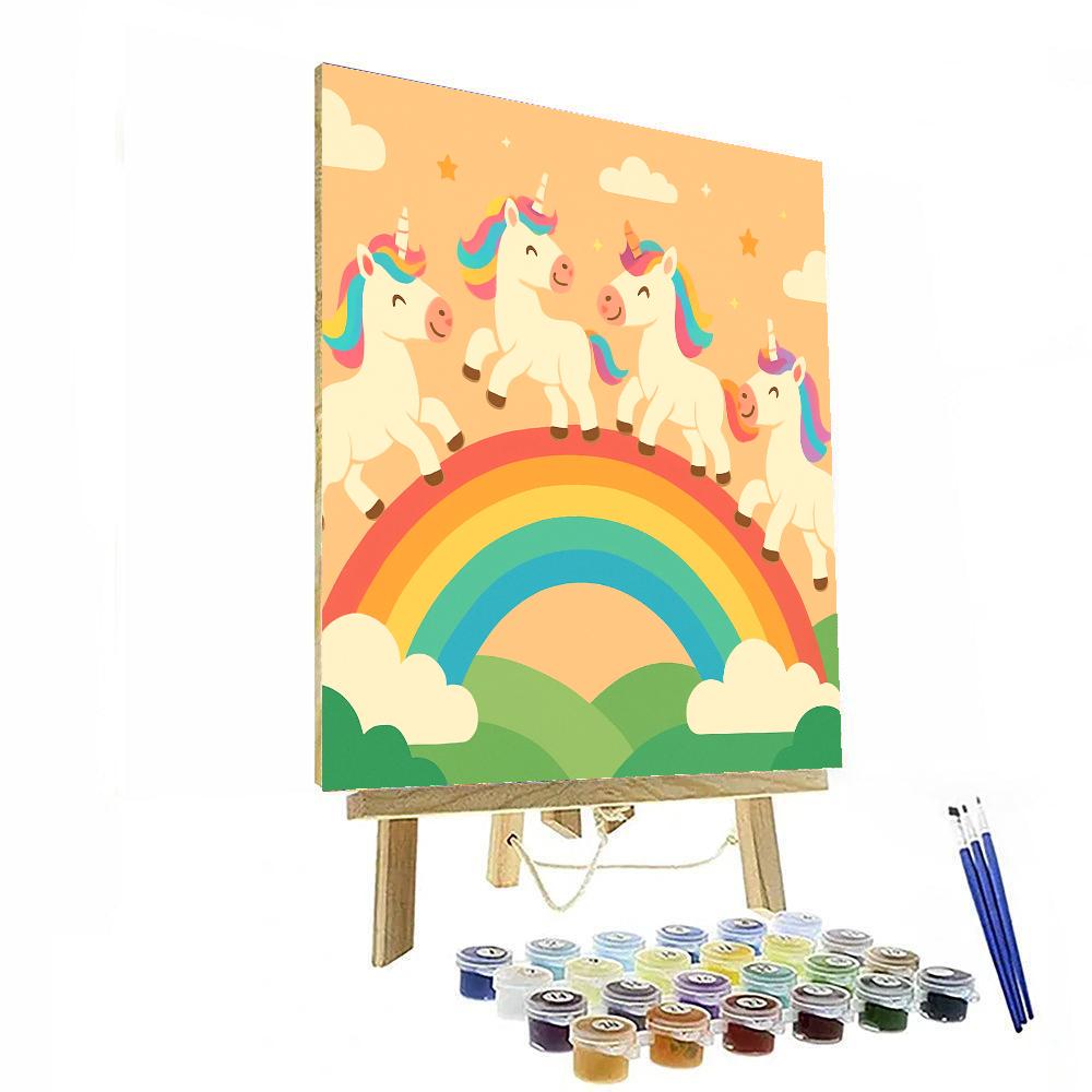Joyful Rainbow Unicorns Numbered Painting Kits