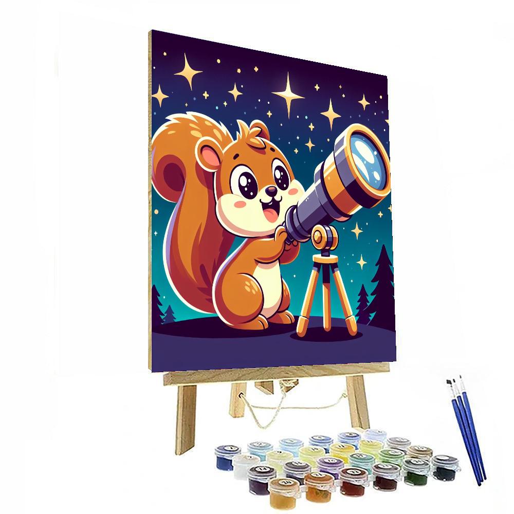 Stargazing Squirrel Paint By Numbers Art