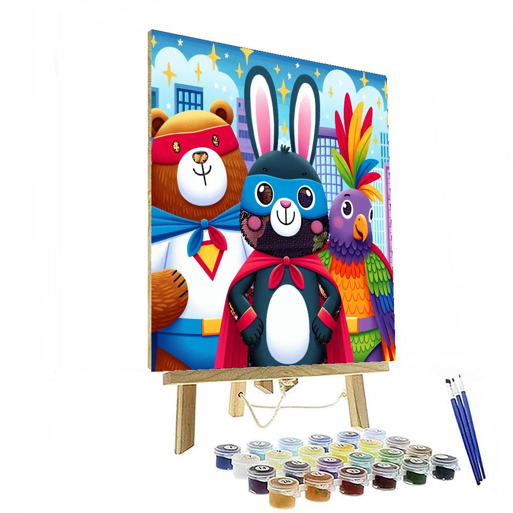 Silly Superhero Animals Painting By Numbers Kit
