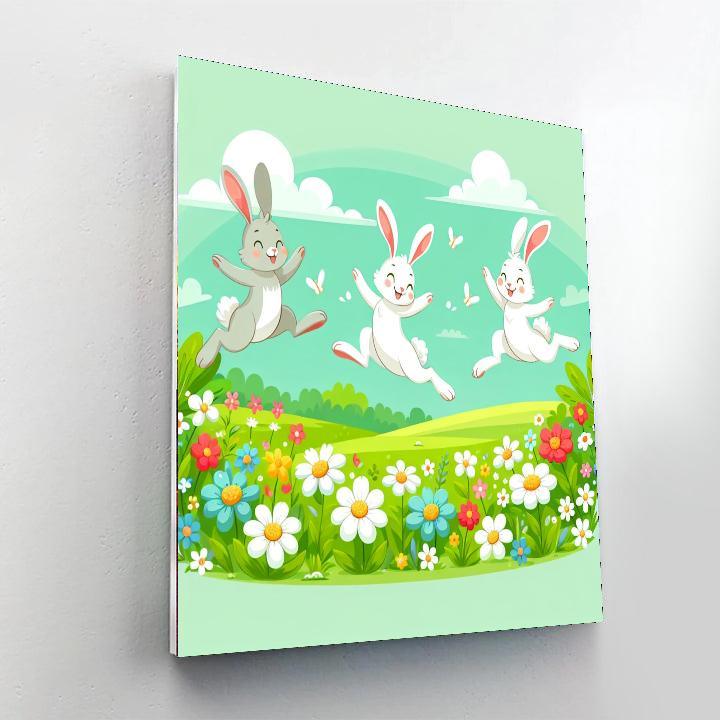 Hopping Hares Paint By Numbers Art