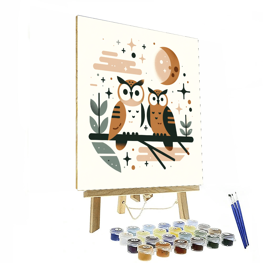 Cozy Night With Owls Painting By Numbers Kit