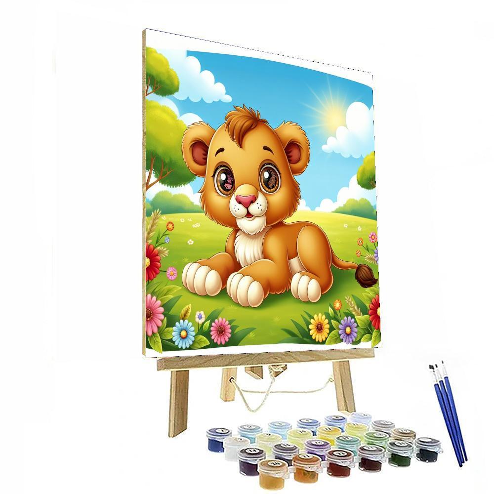 Cuddly Lion Cub Paint By Numbers Art