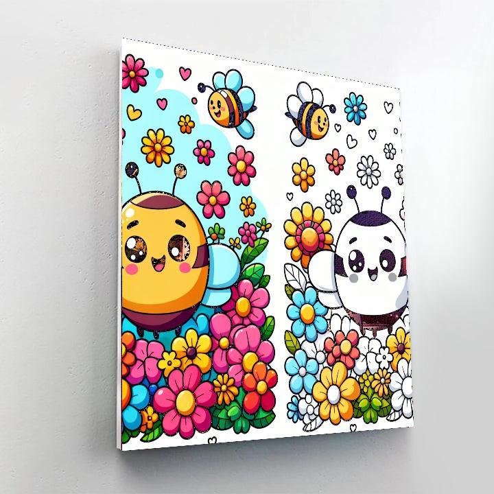 Busy Bees And Beautiful Flowers Numbered Painting Kits