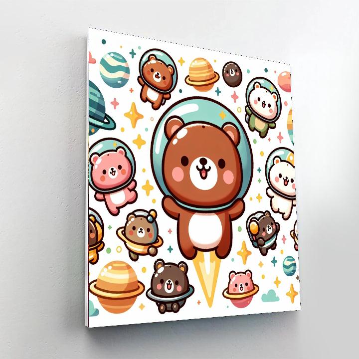 Curious Space Bears Painting By Numbers Kit