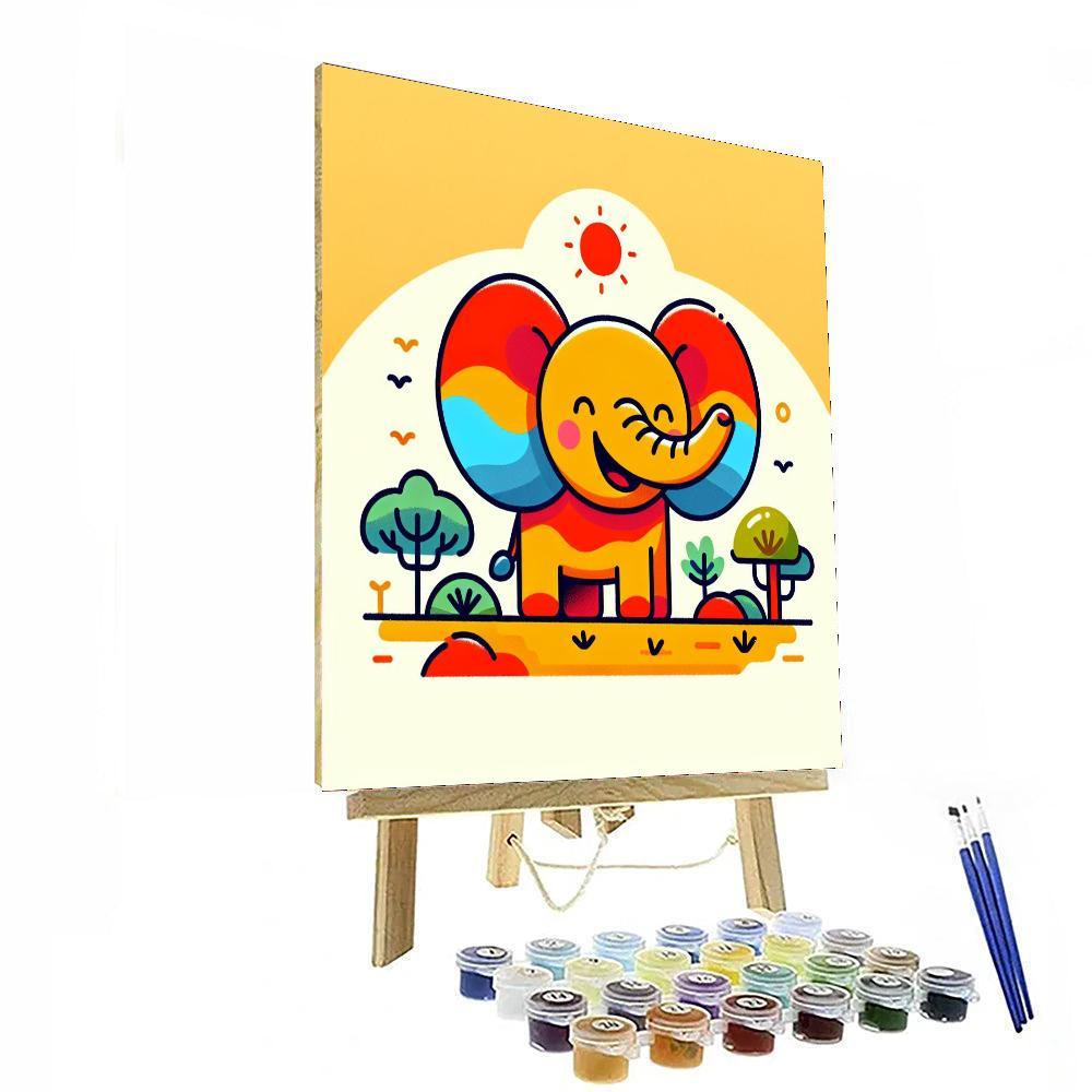 Funky Elephant Safari Numbered Painting Kits