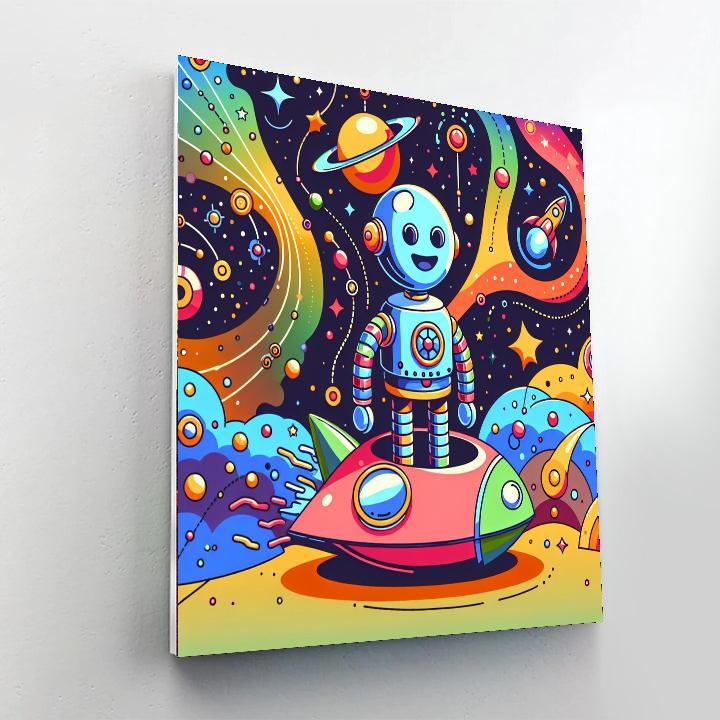 Space Robot's Galactic Journey Paint By Color
