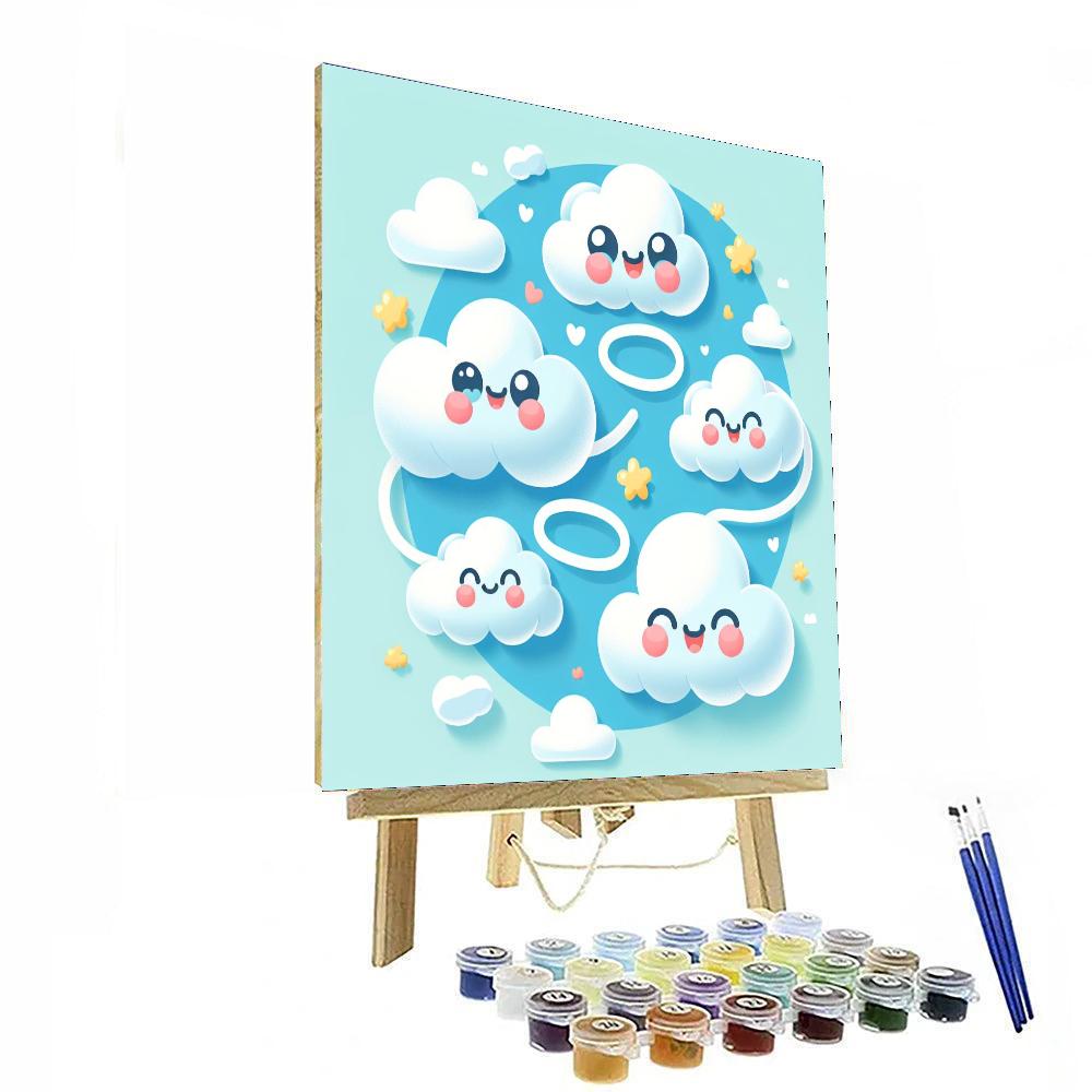 Whimsical Cloud Friends Paint By Numbers Art