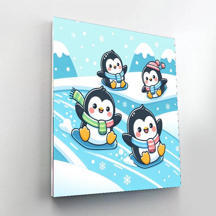 Winter Wonderland With Penguins Painting By Numbers Kit