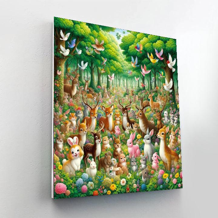 Cheerful Forest Gathering Paint By Numbers Art