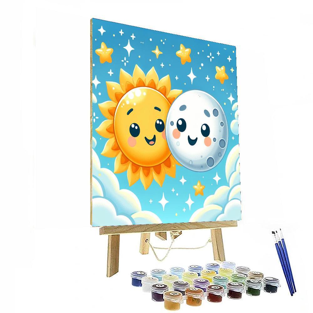 Cheerful Sun And Moon Painting By Numbers Kit