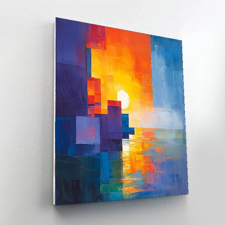 Paul Cézanne Inspired Geometric Sunset Reverie  Paint By Color