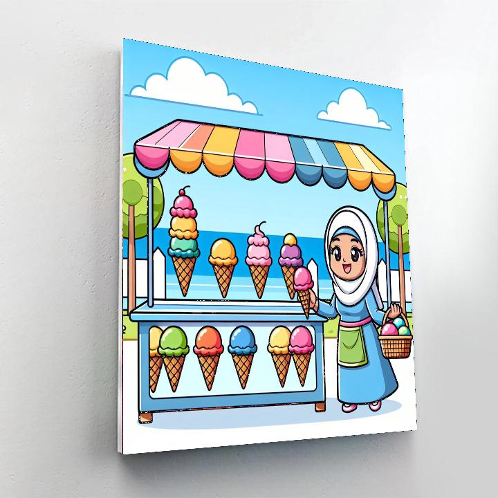 Sunny Ice Cream Stand Paint By Numbers Art