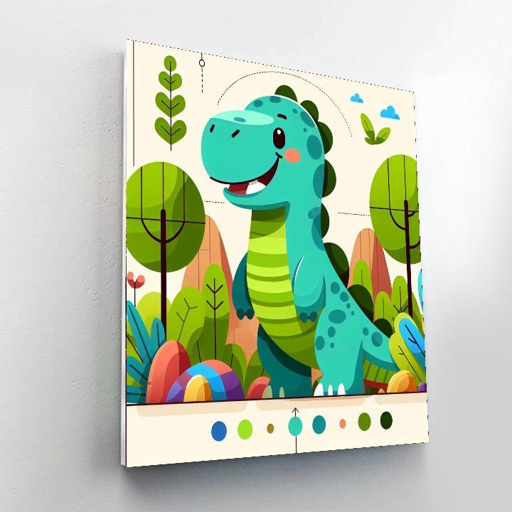 Cheerful Dinosaur Number Painting