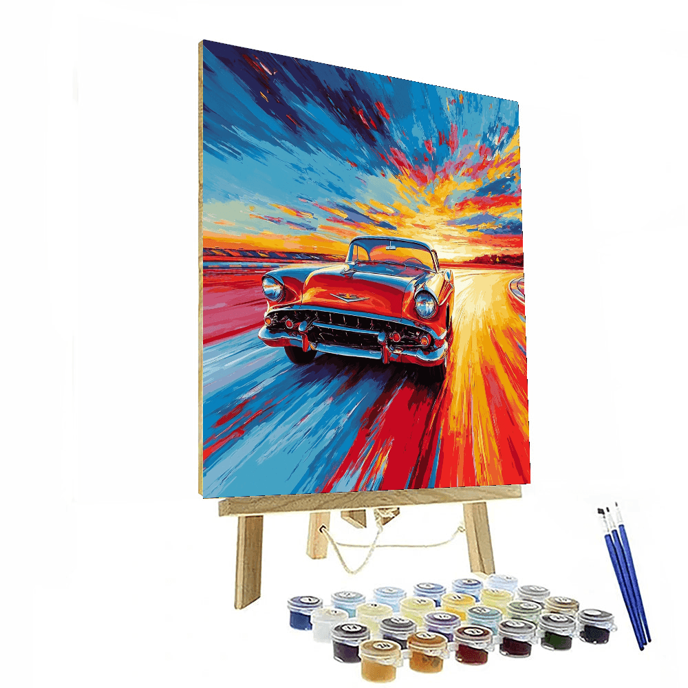 Boccioni Inspired Vintage Car in Motion - DIY Painting By Numbers Kit