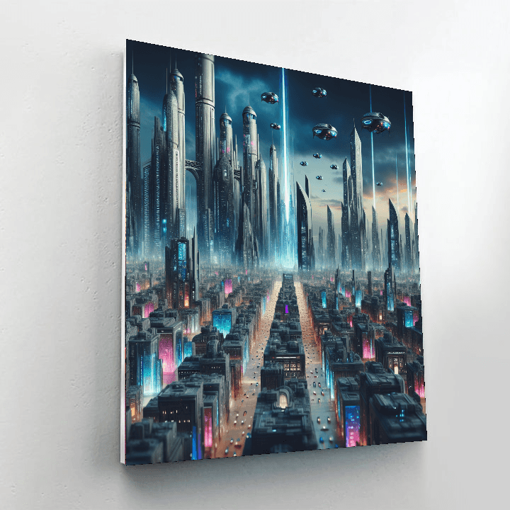 Retro Futuristic Cityscape Paint By Numbers Kits