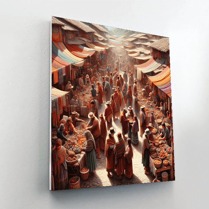 Quaint Village Marketplace Number Painting
