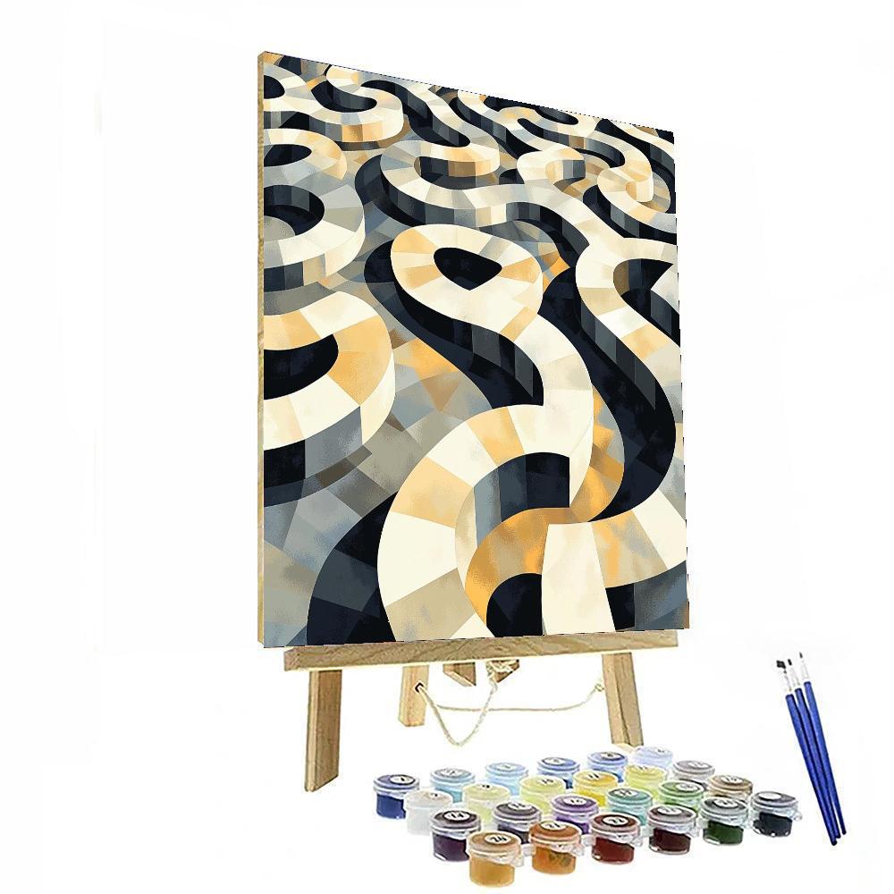 M.C. Escher Inspired Abstract Labyrinths  Numbered Painting Kits