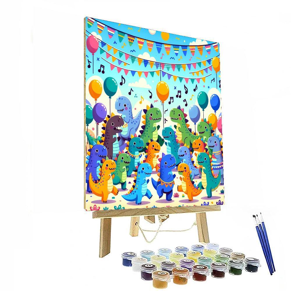 Silly Dinosaur Dance Party Paint By Number