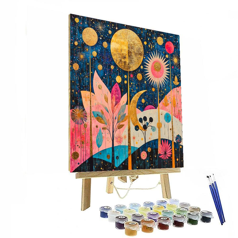 Gustav Klimt Inspired Whimsical Universe  Paint By Numbers Art