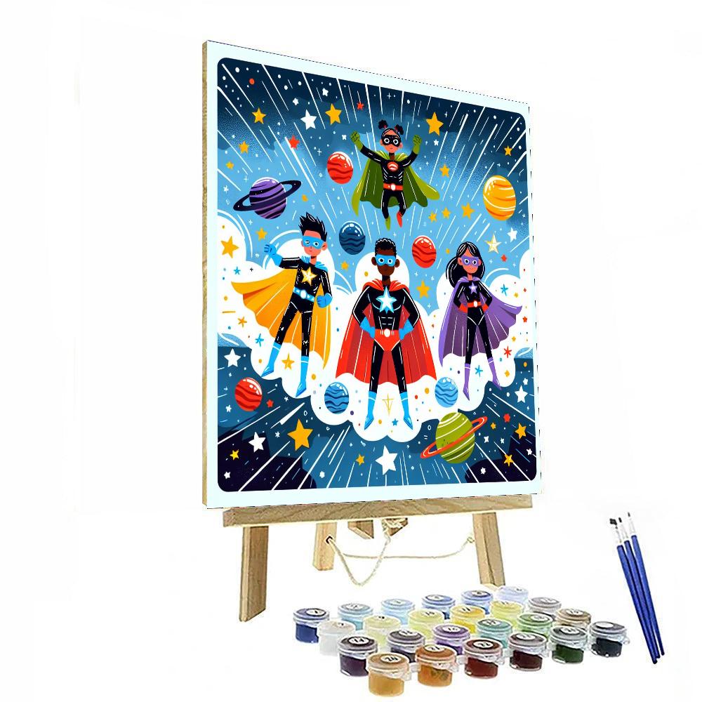 Cosmic Superheroes Unite Numbered Painting Kits
