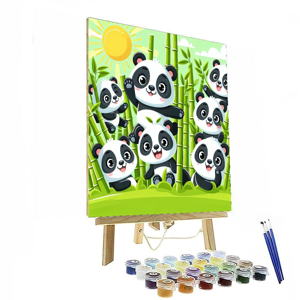 Pandas In Paradise Painting Number Kit