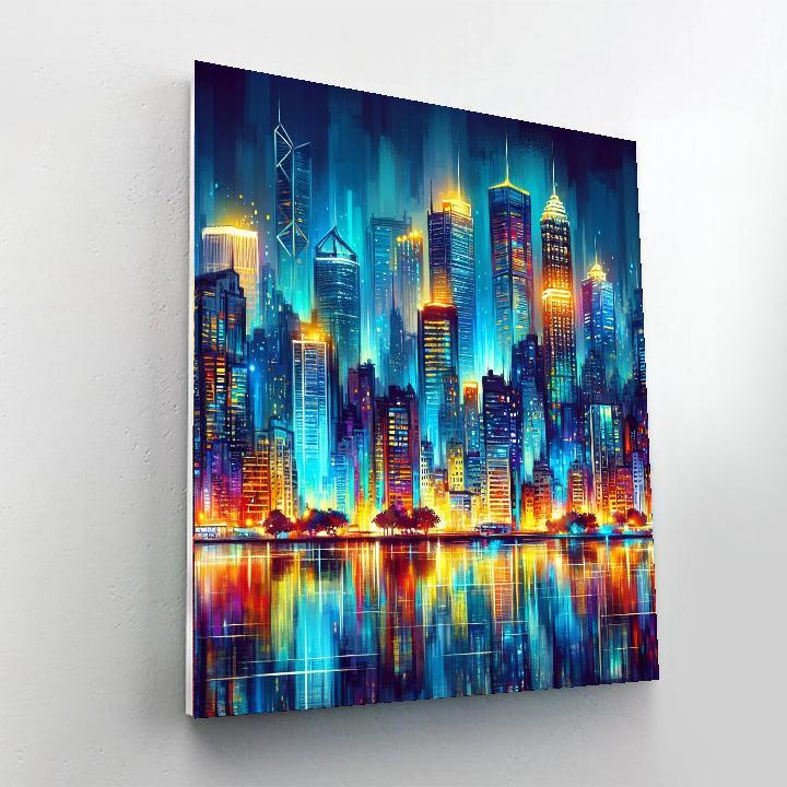 Vivid City Lights Skyline Paint By Color