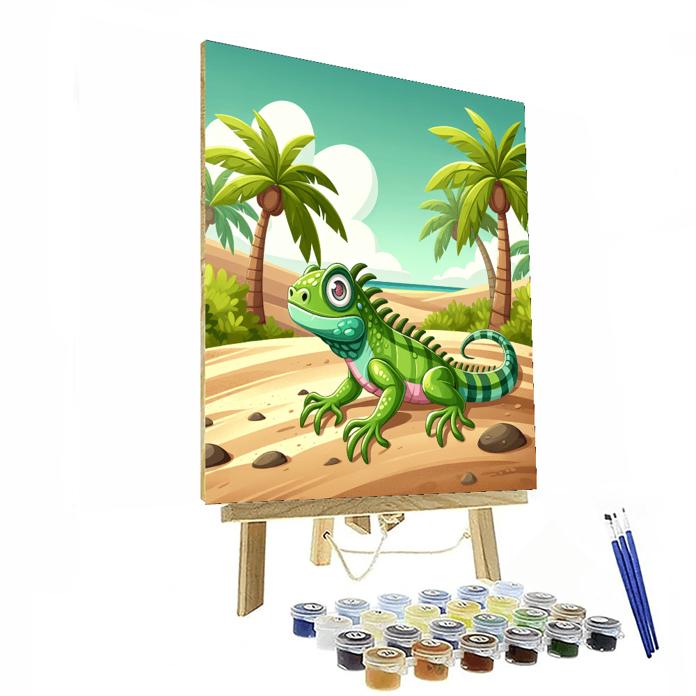 Inquisitive Iguana Island Number Painting