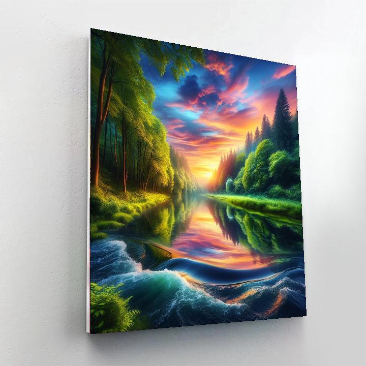 Mystical Riverbend Reflection DIY Paint By Numbers