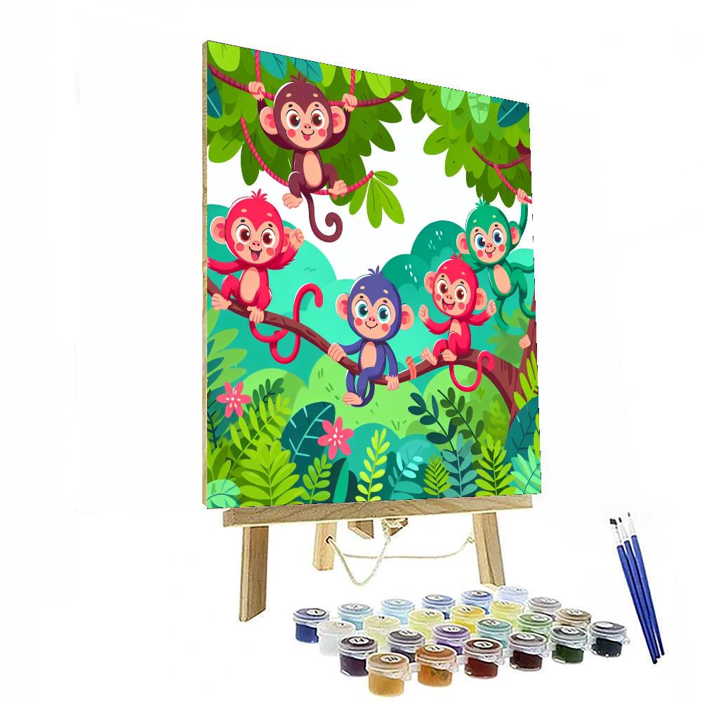 Adventurous Monkeys Number Painting