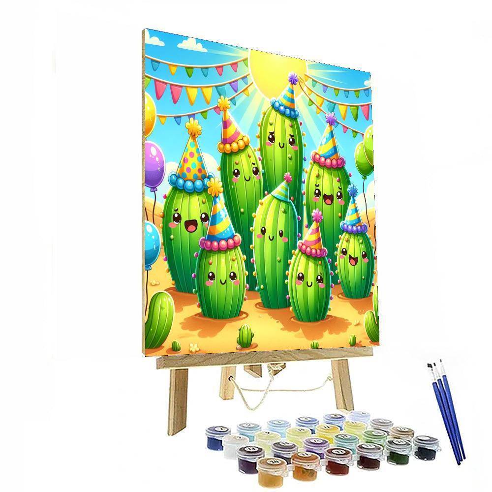 Cheerful Cactus Party Paint By Numbers Art
