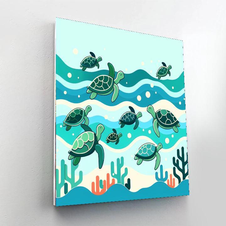 Tropical Turtles Paint By Numbers Art
