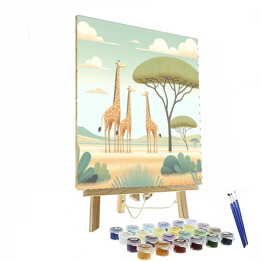 Gentle Giraffe Heights Number Painting