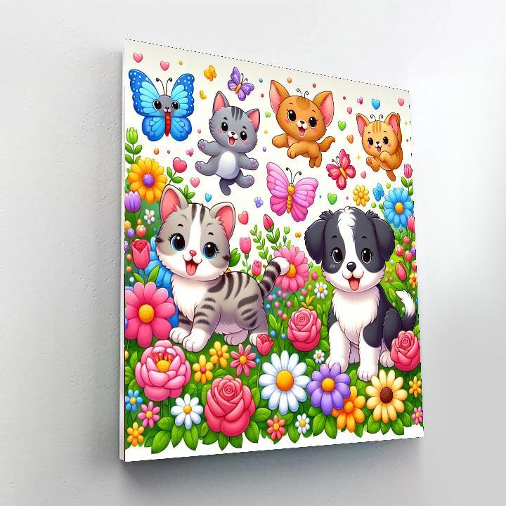 Playful Kittens And Puppies DIY Paint By Numbers