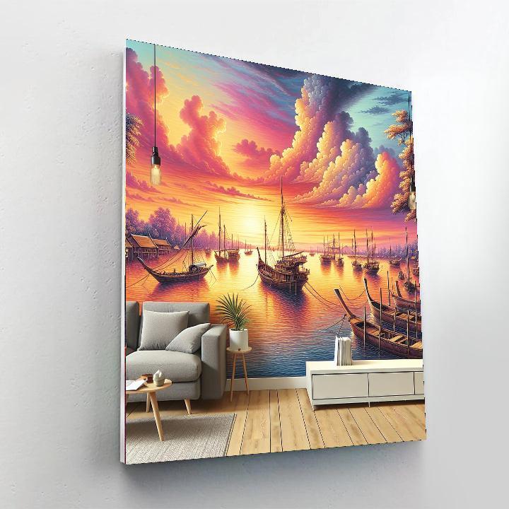 Serene Harbor Sunset Paint By Color