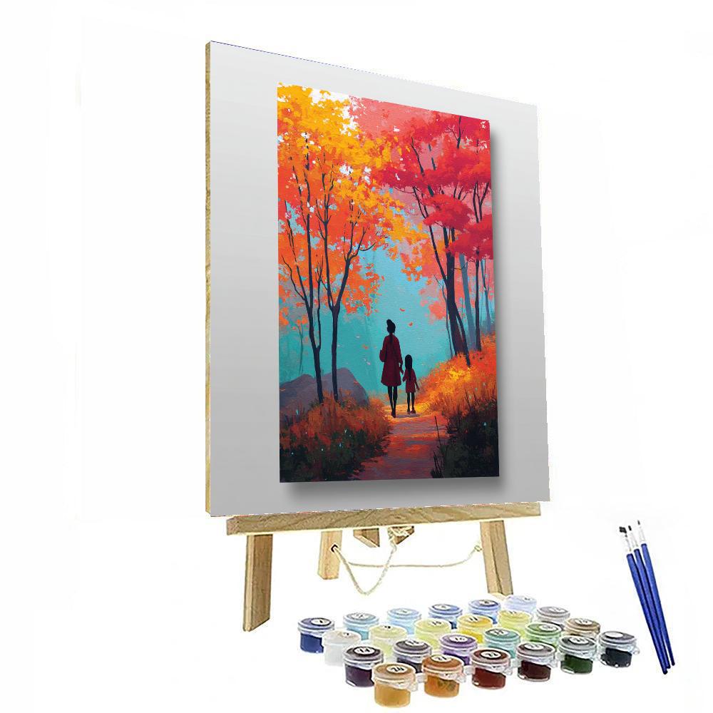 Mother And Child In The Autumn Forest Paint By Numbers Kits