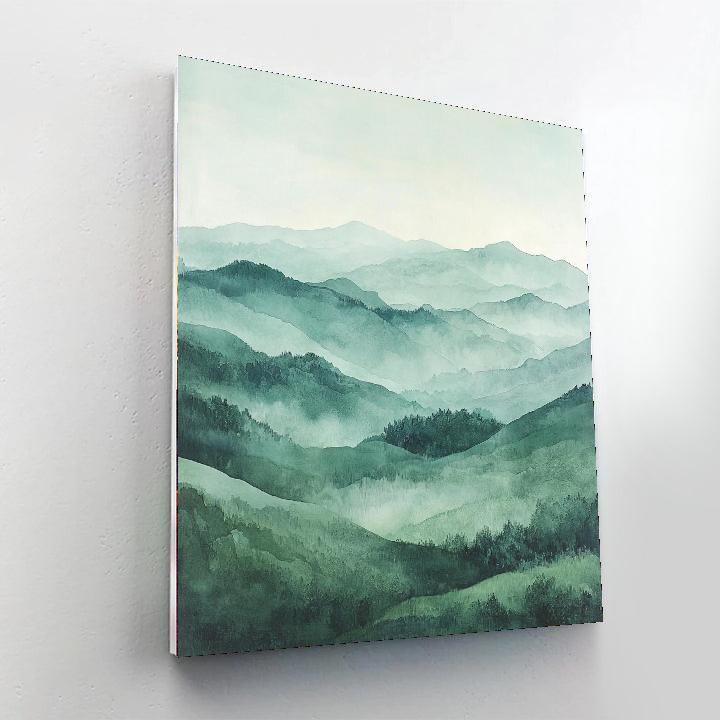 Zhao Mengfu Inspired Harmony Of Misty Valleys  Painting Number Kit