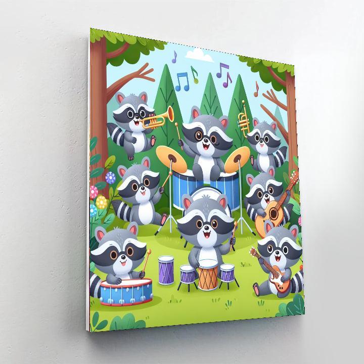 Silly Raccoon Band Paint By Numbers Art