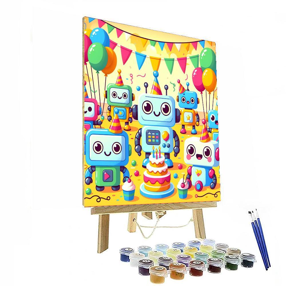 Playful Robot Party Painting By Numbers Kit
