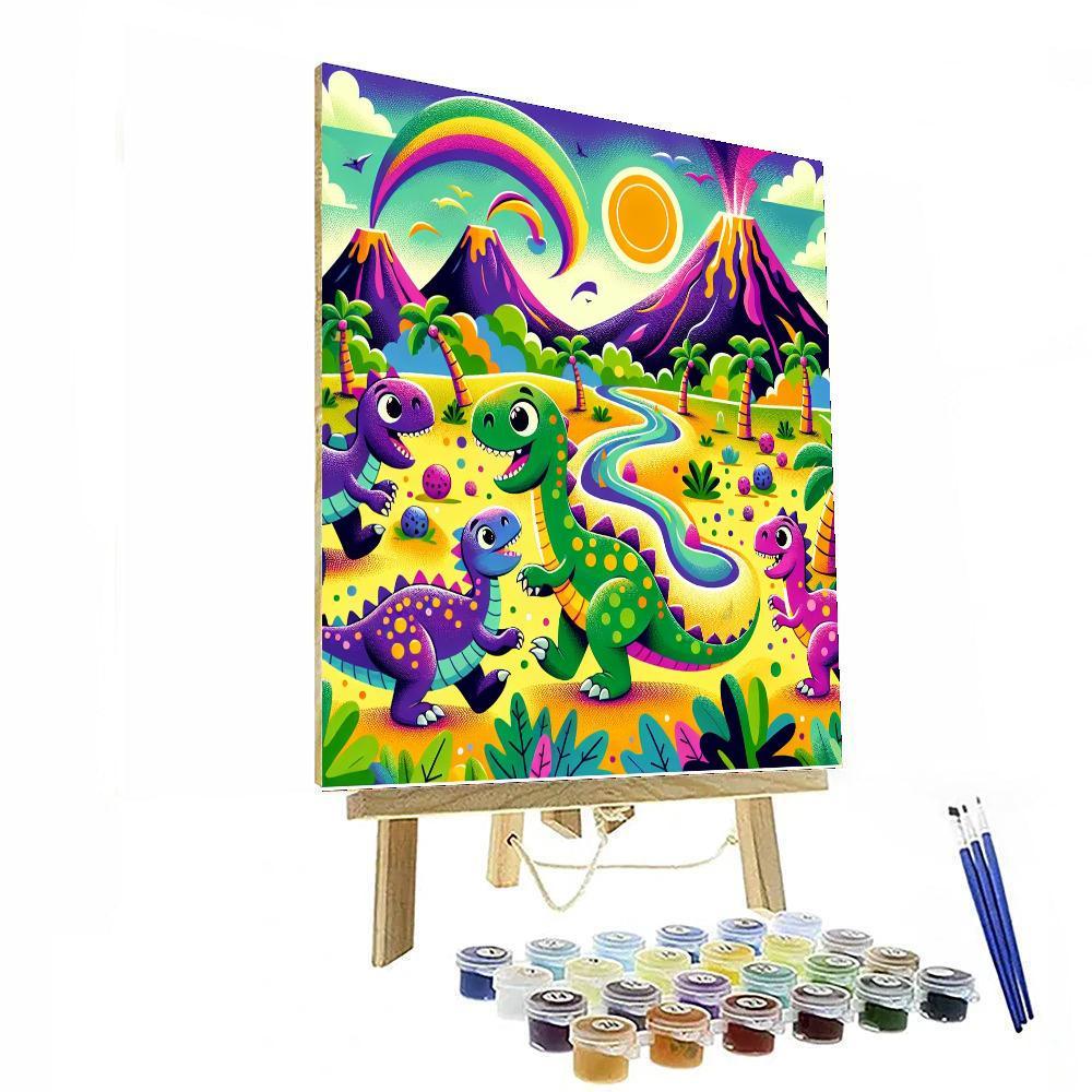 Dashing Dinosaurs Paint By Numbers Art
