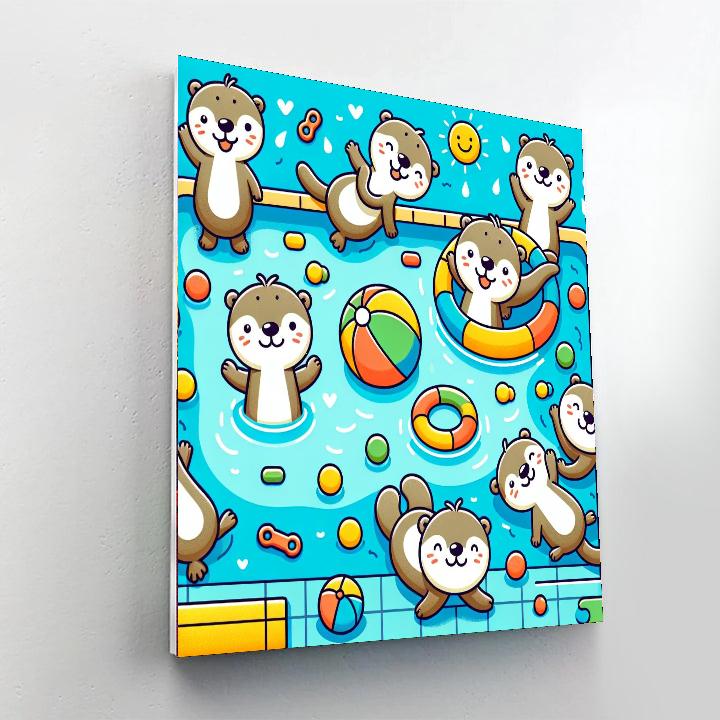 Otter's Playful Pool Party Paint By Numbers